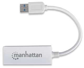 Manhattan USB-A Gigabit Adapter, 10/100/1000 Mbps Network, Ethernet, RJ45, White, Blister