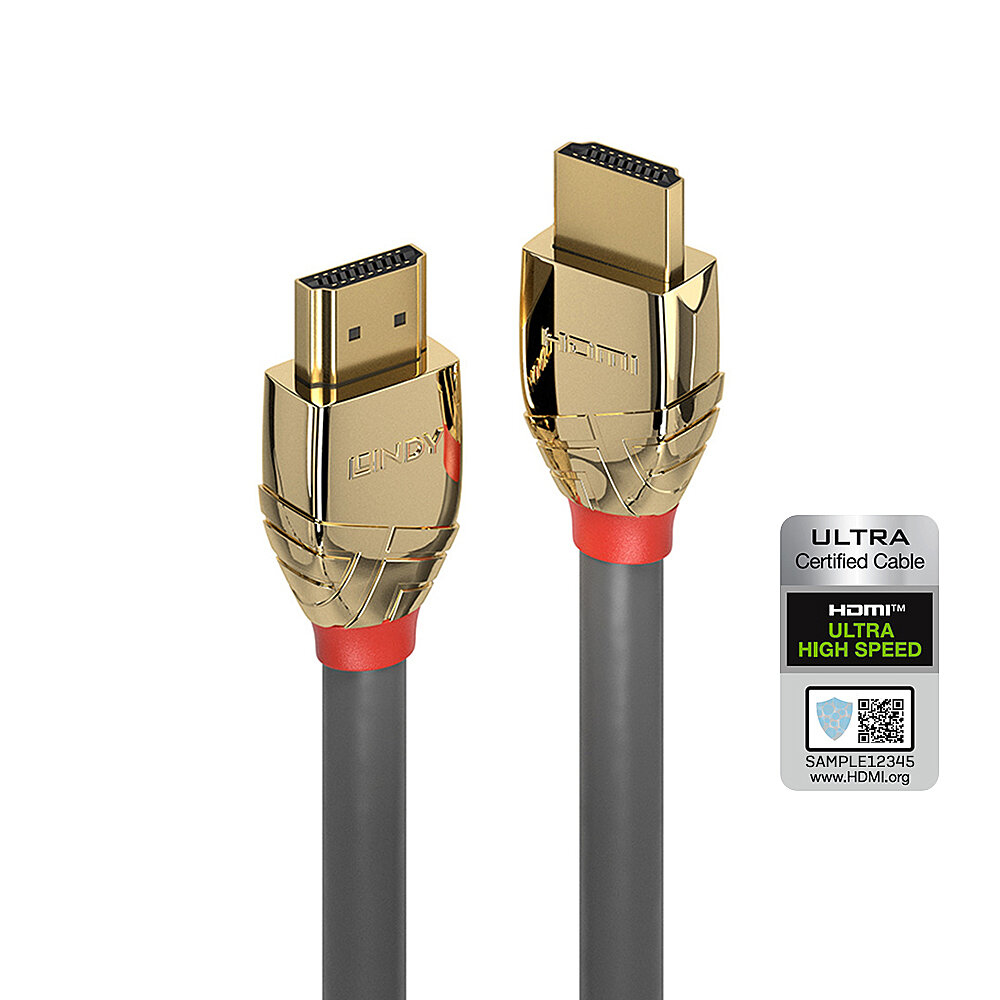 Photos - Cable (video, audio, USB) Lindy 5m Ultra High Speed HDMI Cable, Gold Line 37604 