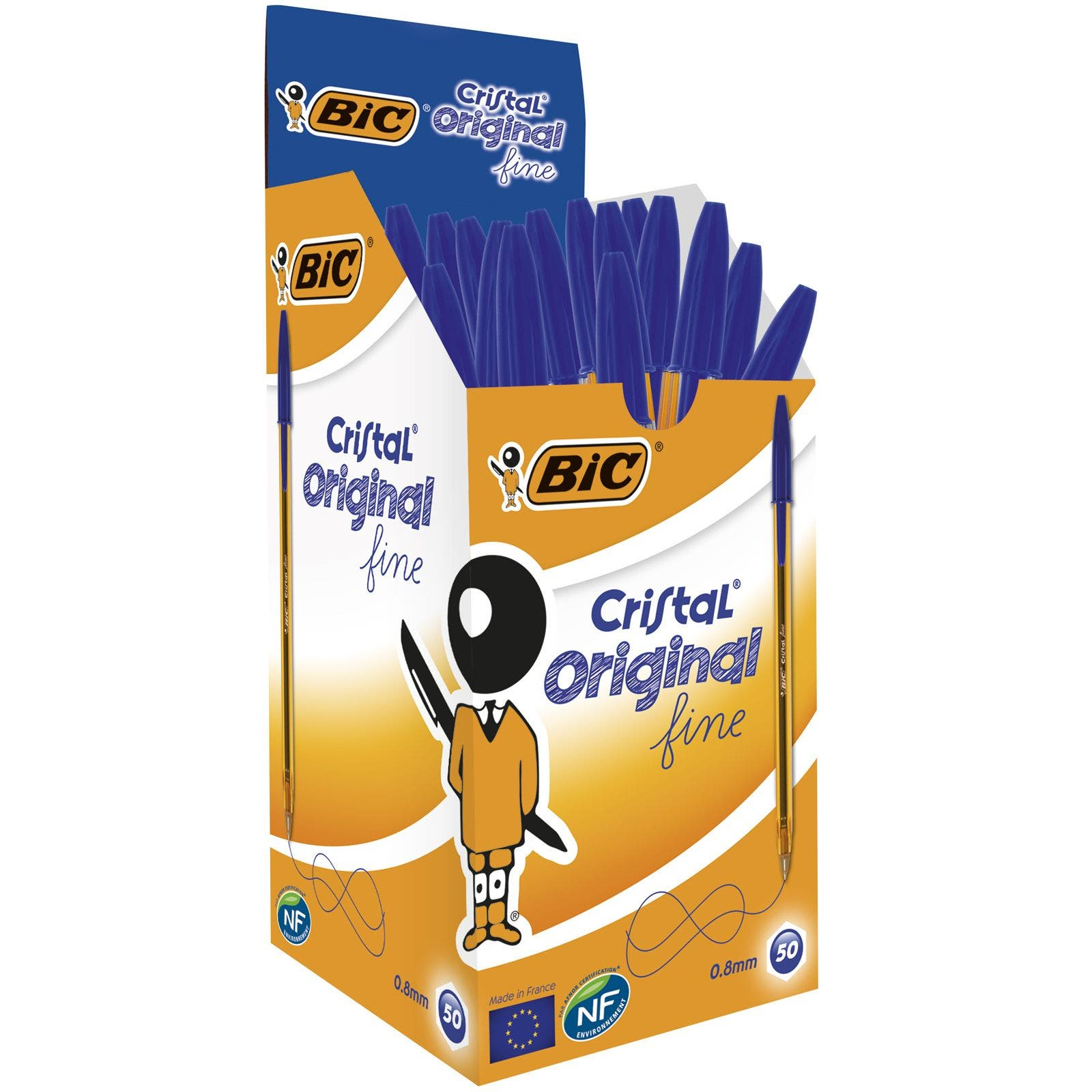 Image of BIC 872730 ballpoint pen Blue Stick ballpoint pen Fine 50 pc(s)