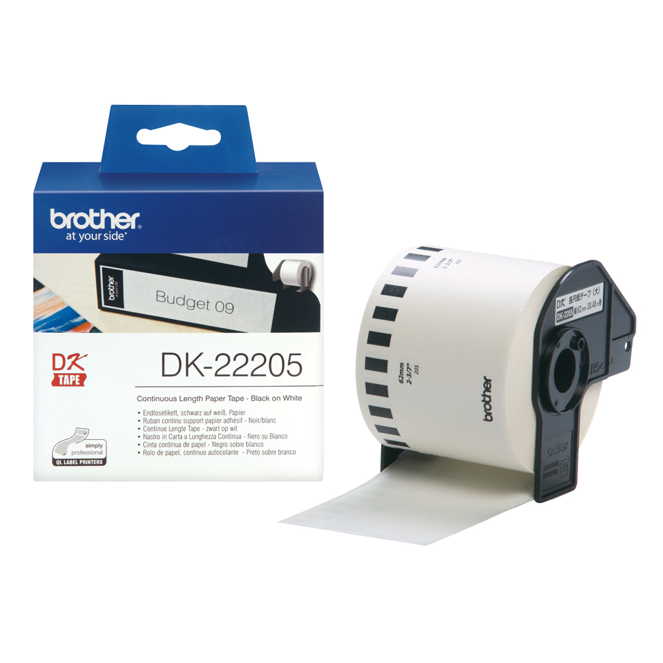Image of Brother DK-22205 DirectLabel Etikettes white 62mm x 30,48m for...
