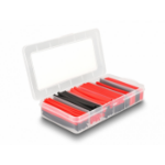 DeLOCK Heat shrink tube assortment box, shrinkage ratio 2:1, black / red 196 pieces