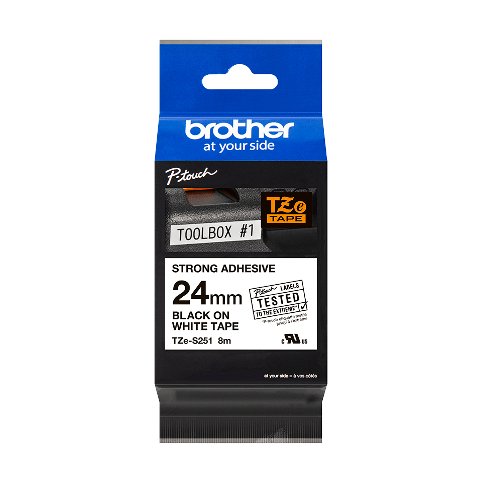 Brother TZE-S251 DirectLabel black on white extra strong Laminat 24mm x 8m for Brother P-Touch TZ 3.5-24mm/HSE/36mm/6-24mm/6-36mm