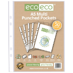 Eco Eco A5 100% Recycled Bag 50 Multi Punched Pockets - Pack of 50