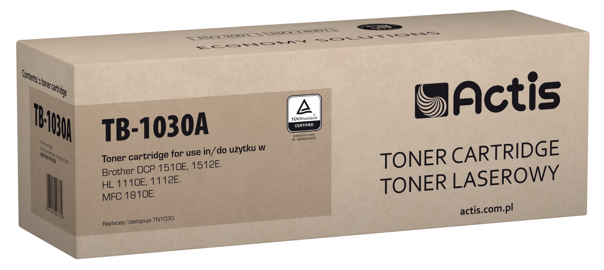 Actis TB-1030A toner for Brother printer; Brother TN-1030 replacement; Standard; 1000 pages; black