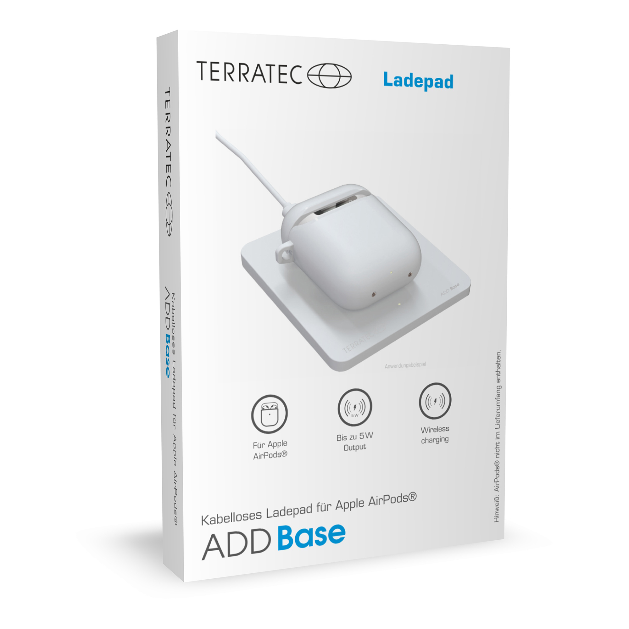 320999 TERRATEC ADD Base - Induktive Ladematte - 5 Watt - 1.5 A - fr Apple AirPods (1. Gener...