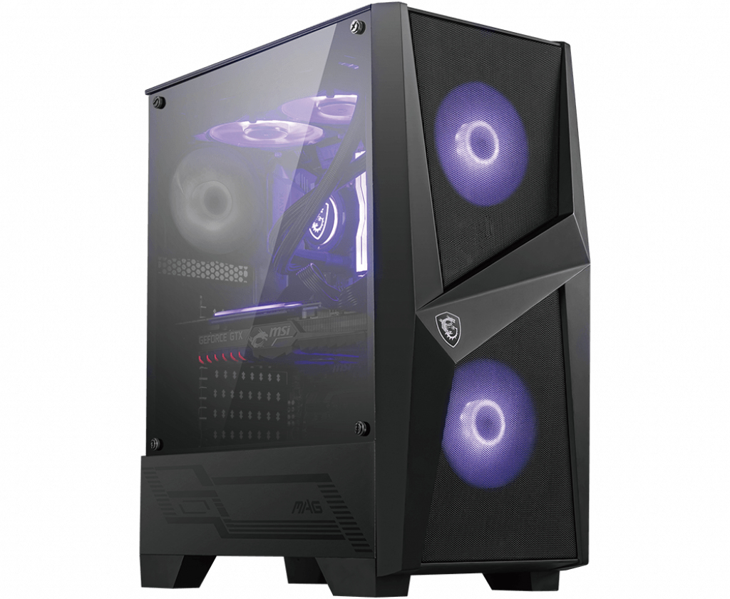 Image of MSI MAG FORGE 100M Mid Tower Gaming Computer Case 'Black, 2x 120mm...