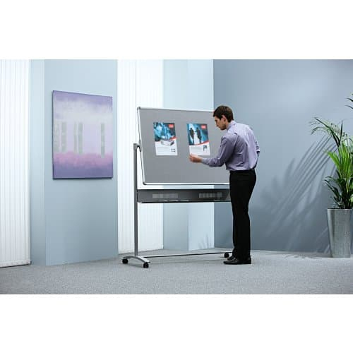 Nobo Mobile Combination Board Magnetic Steel Whiteboard/Grey Felt Noticeboard Horizontal Pivot 1200x900mm