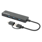 Manhattan USB-C & USB-A Combo Dock/Hub, Ports (4): USB-A (x4), 5 Gbps (USB 3.2 Gen1 aka USB 3.0), External Power Supply Not Needed, SuperSpeed USB, Black, Three Year Warranty, Retail Box