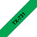 Brother TX-731 DirectLabel black on green 12mm x 15m for Brother P-Touch TX 6-24mm