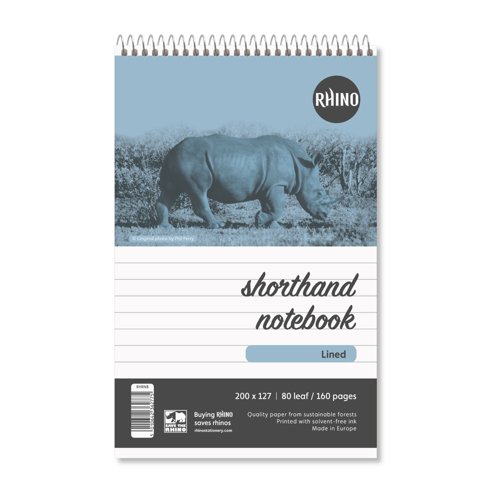 Image of Rhino 200 x 127 Shorthand Notepad 80 Leaf, F8 (Pack of 160)
