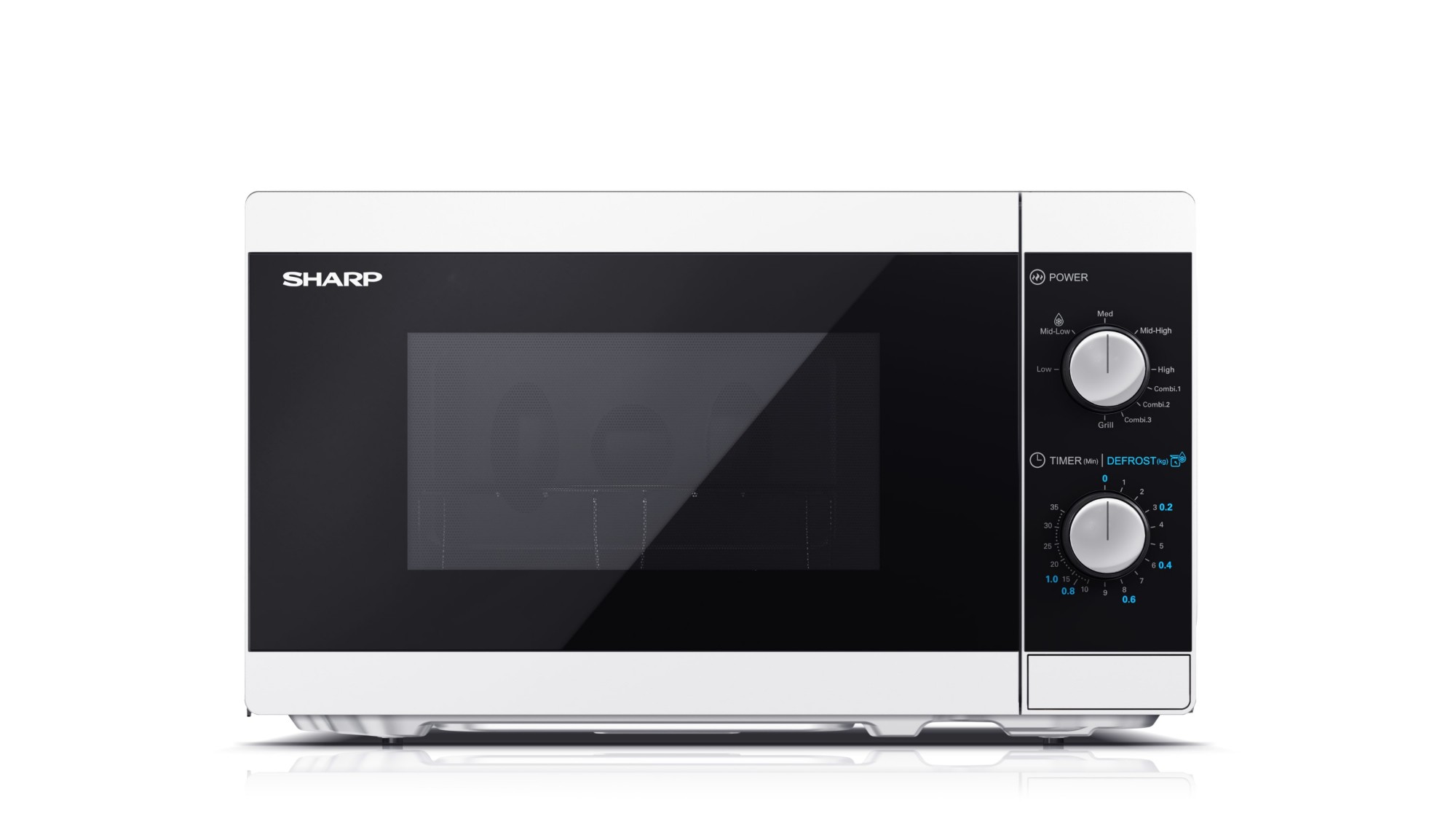 Sharp YC-MG01E-W microwave Black, White Grill microwave Countertop 20 L 800 W