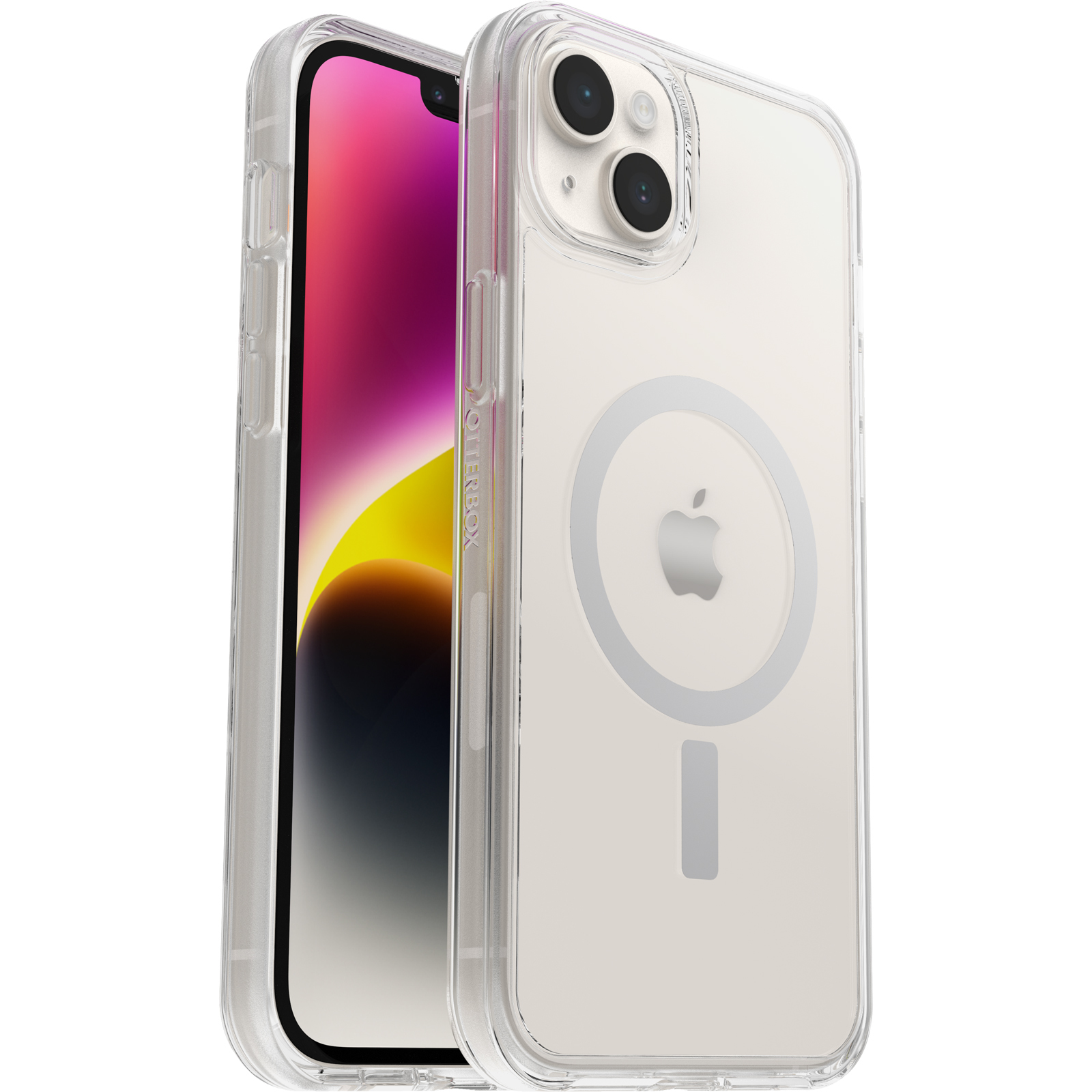 OtterBox Symmetry+ Clear Case for iPhone 14 Plus for MagSafe, Shockproof, Drop proof, Protective Thin Case, 3x Tested to Military Standard, Antimicrobial Protection, Clear
