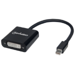 Manhattan Active Mini DisplayPort 1.2a to DVI-I Adapter, 4K@30Hz, 19.5cm, Male to Female, DVI-I Dual-Link Socket, Compatible with DVI-D, Black, Three Year Warranty