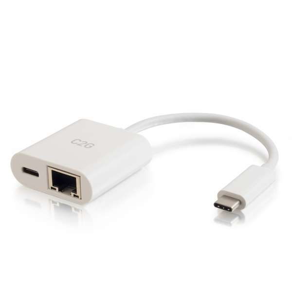29748 C2G USB C ETHERNET ADAPTER WITH POWER - WHITE