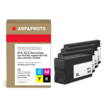 AgfaPhoto Compatible Ink Cartridge Multipack, Black/Cyan/Magenta/Yellow, Replacement for HP No. 953 XL black L0S70AE, cyan F6U16AE, magenta F6U17AE, yellow F6U18AE, 3HZ52AE, 2,000/3 x 1,450 Pages