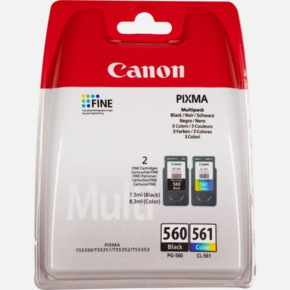 Canon 3713C005/PG-560CL561 Ink cartridge multi pack black + color Blister 7,5ml + 8,3ml Pack=2 for Canon Pixma TS 5350