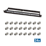 LogiLink Modular 24-port Cat.6A keystone panel, 19"/1U, black, EconLine