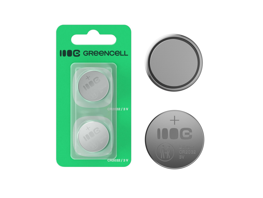 EU Product - Greencell Lithium button cell battery CR2032 3V 220mAh, 2-pack thumbnail