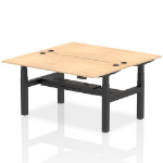 Dynamic Air Back-to-Back W1600 x D800mm Height Adjustable Sit Stand 2 Person Bench Desk With Cable Ports Maple Finish Black Frame - HA02310 DD
