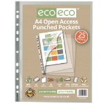 Eco Eco A4 100% Recycled Bag Premier Open Access Multi Punched Pockets - Pack of 25