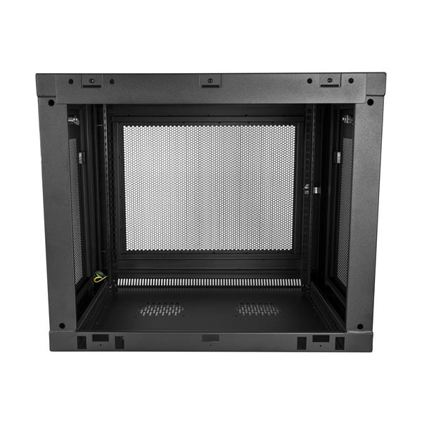 StarTech.com 2 Post 9U 19&quot; Wall Mount Network Cabinet - Adjustable Depth 6-15&quot;- Locking IT Switch Depth Enclosure - Vented Computer/Electronics Equipment Data Rack w/Shelf &amp; Hook &amp; Loop Tape
