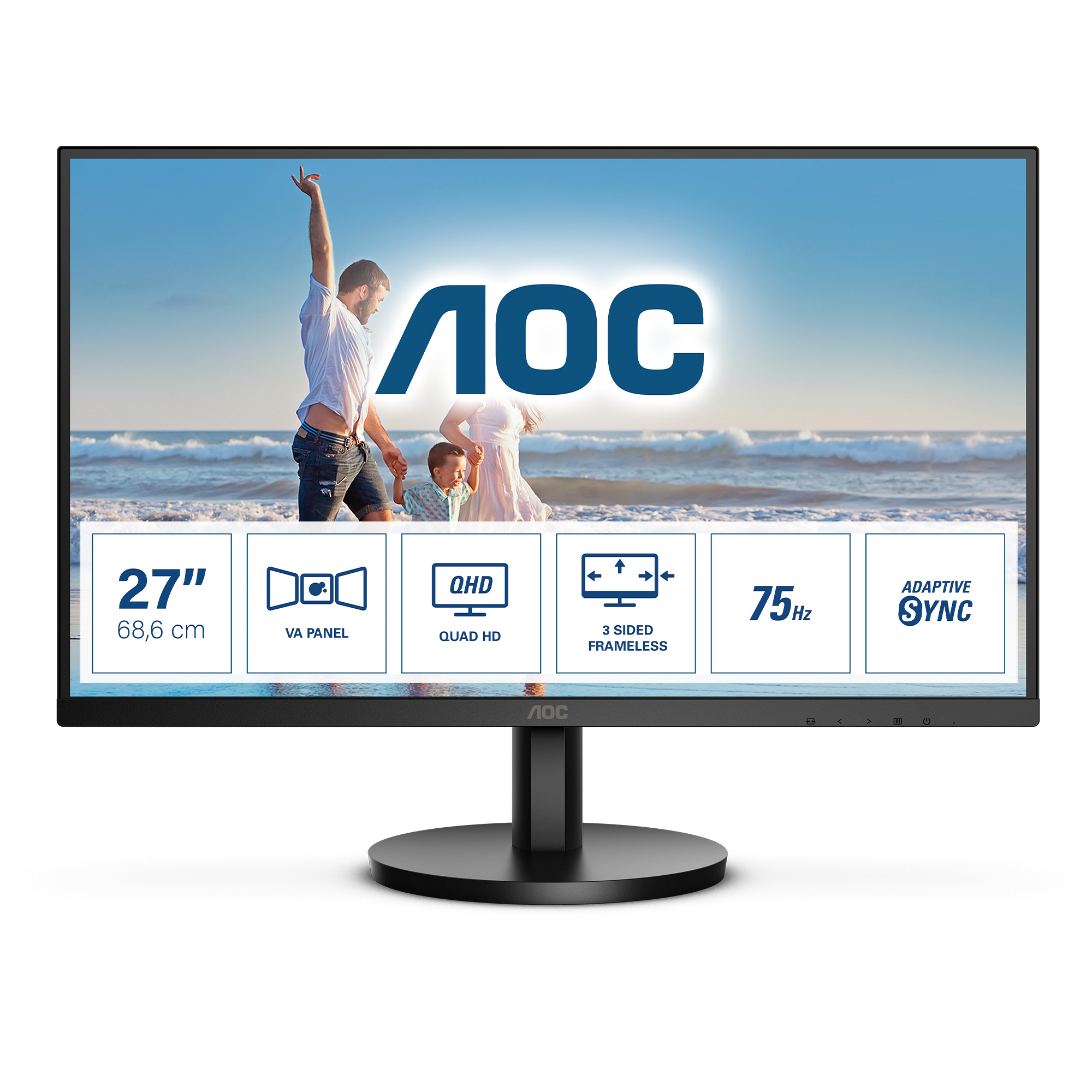Image of AOC Q27B3MA LED display 68.6 cm (27") 2560 x 1440 pixels Quad HD Black