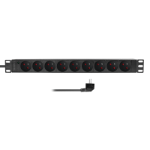 LogiLink 19" PDU 9 x French/Belg. Standard outlet, without switch, black