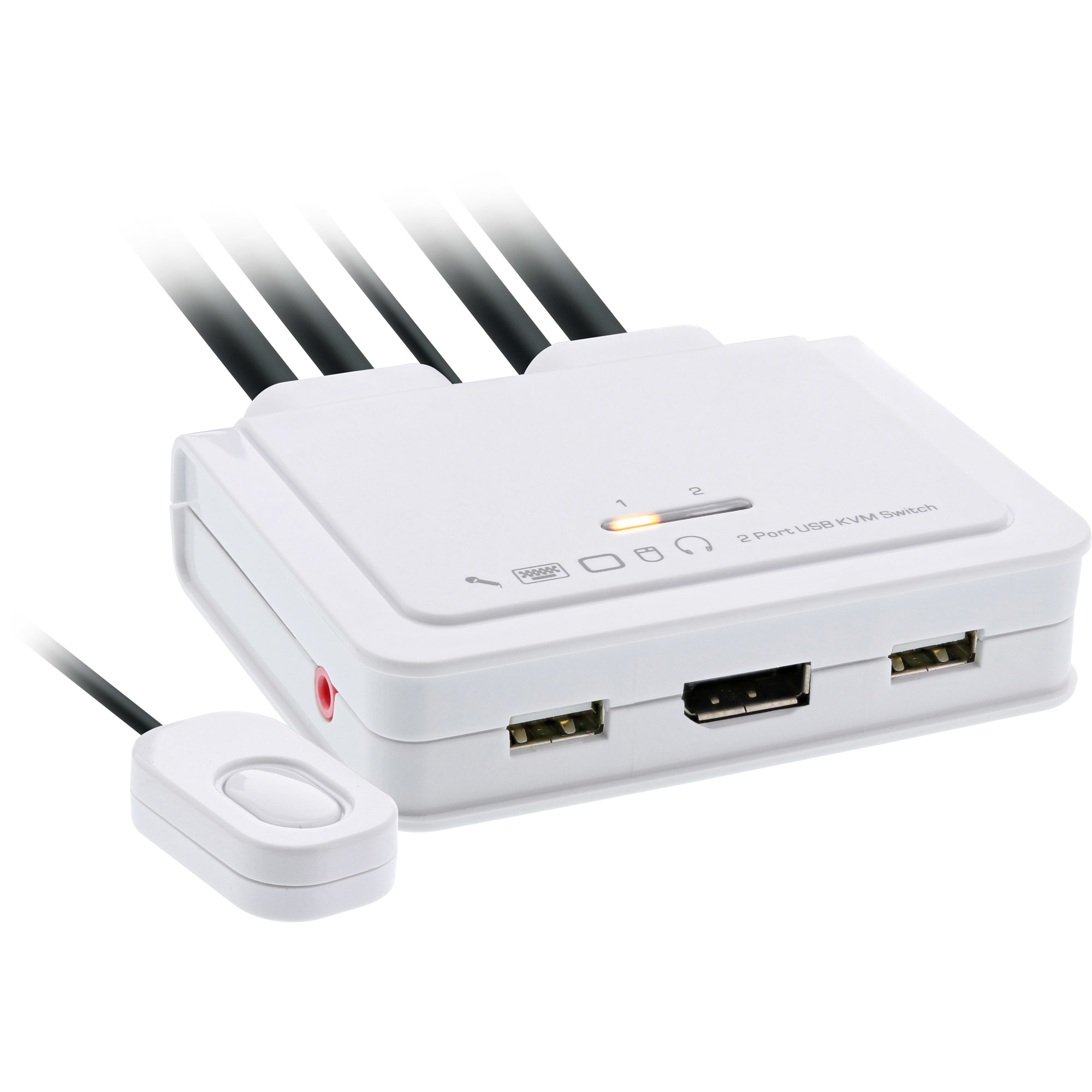 63613I INLINE INC KVM Switch - 2-fach - Displayport 1.2 - 4K - USB - mit Audio - integr. Kabel