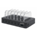 Manhattan Charging Station, 6x USB-A Ports, Outputs: 6x 2.4A, Smart IC, LED Indicator Lights, Black, Three Year Warranty, Box