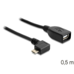 DeLOCK USB micro-B - USB 2.0-A, 0.5m USB-kabel 0,5 m Micro-USB B USB A Zwart