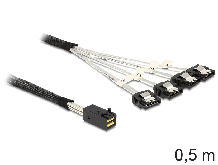 Image of DeLOCK 83392 Serial Attached SCSI (SAS) cable 0.5 m Black, Silver