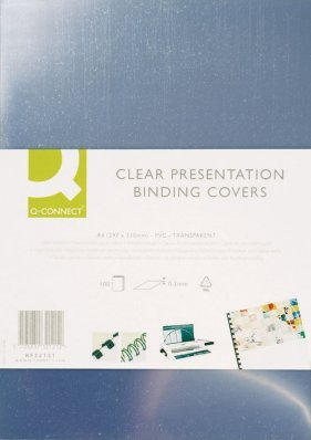 Q-CONNECT+KF24011+binding+cover+A4+Polyvinyl+chloride+%28PVC%29+Transparent+100+pc%28s%29