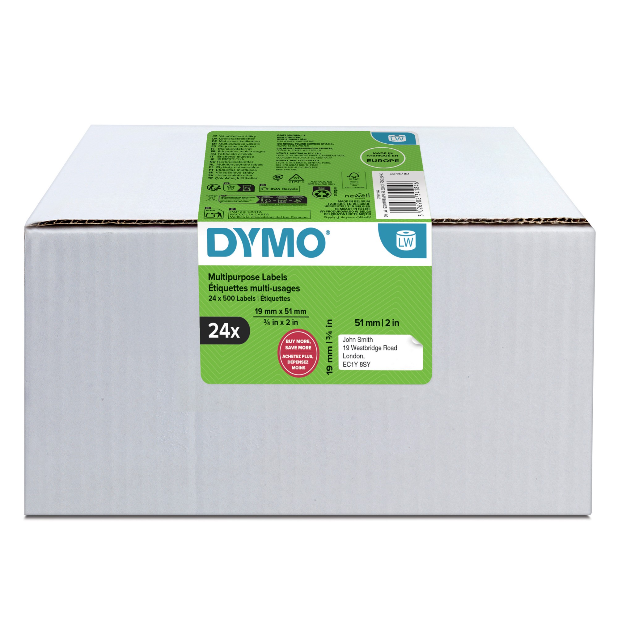 11355 Small Multi-Purpose Labels 19 mm x 51 mm Pack of 24 Rolls