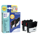 Pelikan 4107855/B13B13 Ink cartridge black twin pack, 2x450 pages 13ml Pack=2 (replaces Brother LC1100BK) for Brother DCP 185 C/MFC 6490 C