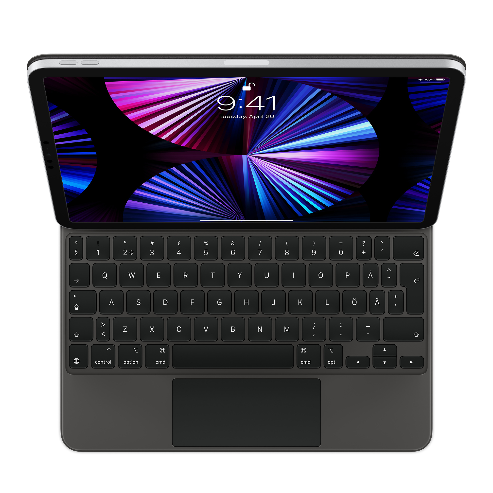 Apple MXQT2S/A tangentbord för mobila enheter Svart QWERTY Finsk, Svensk