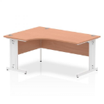 Dynamic Impulse Contract Left Hand Crescent Cable Managed Leg Desk W1600 x D1200 x H730mm Oak Finish/White Frame - I002848 DD