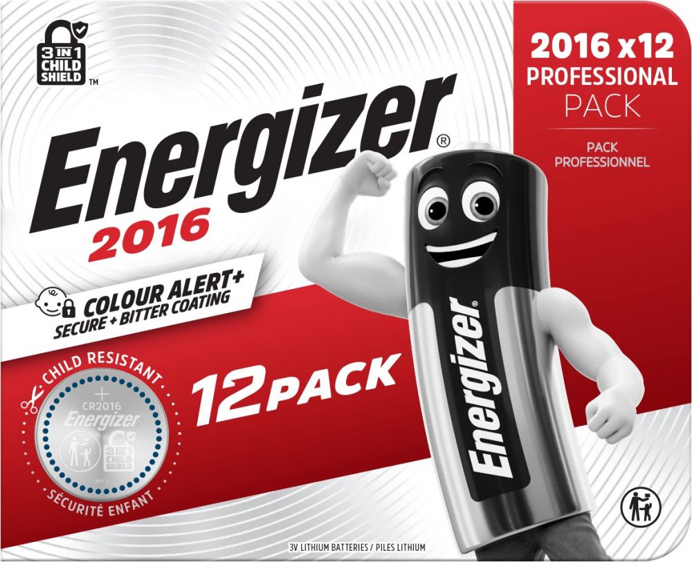 Energizer Lithium CR2016 Coin Cell Pack of 12