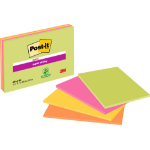 3M Post-it® Super Sticky Meeting Notes, Assorted Neon Colours, 203 mm x 152 mm, 45 Sheets/Pad, 4 Pads/Pack, 100% PEFC SGSCH-PEFC-COC-110078