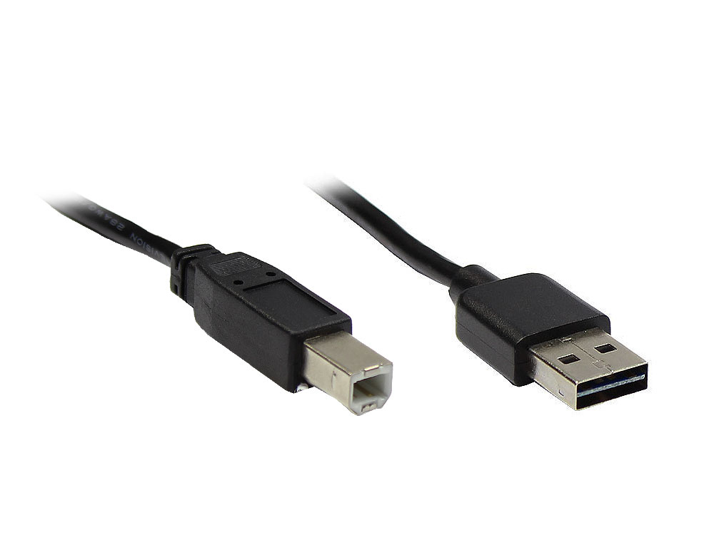 Alcasa USB 2.0 A/B, 3m USB cable USB A USB B Black