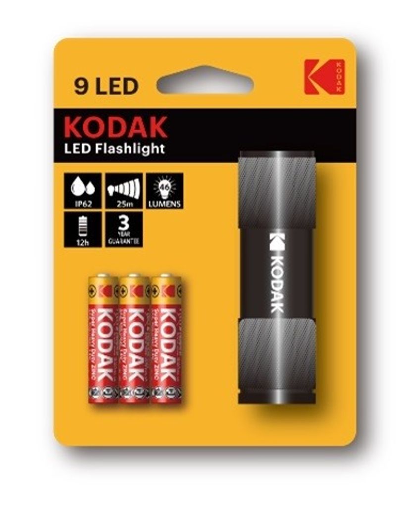 EU Product - 9-LED Flashlight in black metal casing thumbnail