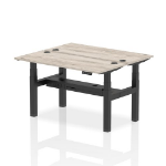 Dynamic Air Back-to-Back W1400 x D600mm Height Adjustable Sit Stand 2 Person Bench Desk With Cable Ports Grey Oak Finish Black Frame - HA01860 DD