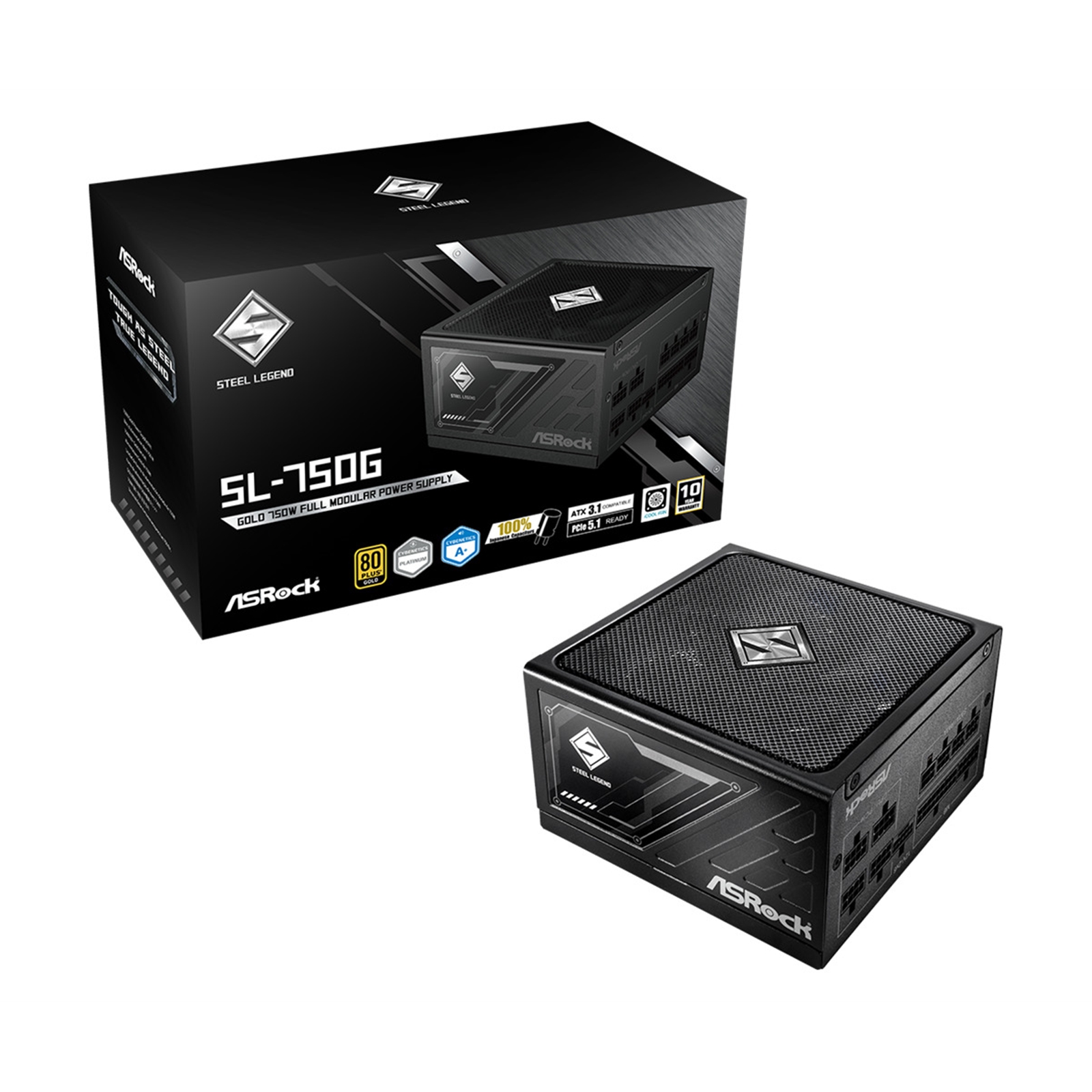 Asrock Steel Legend SL-750G 750W ATX Power Supply Unit. 80 Plus Gold C