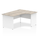 Dynamic Impulse Right Crescent Office Desk W1600 x D1200 x H730mm Cable Managed Leg Grey Oak Finish White Frame - TT000162 DD