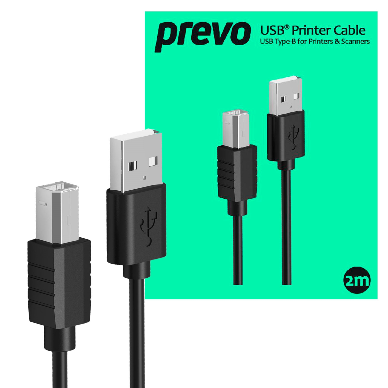 Photos - Cable (video, audio, USB) PREVO USBA-USBB-2M USB cable USB 2.0 Black