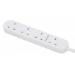 Manhattan Extension Lead UK, x4 output, 2m cable, 13A, White, Power Strip, Three Year Warranty