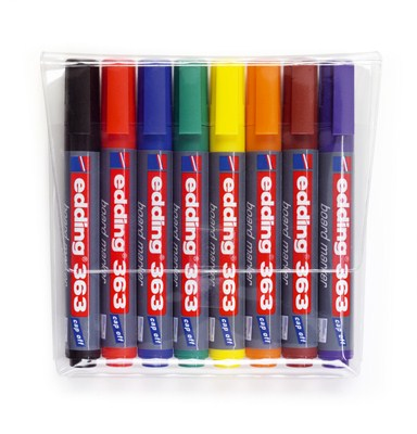 Photos - Felt Tip Pen Edding 363 marker 8 pc(s) Chisel tip Black, Blue, Brown, Green, Orange 4-3 