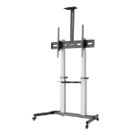 Manhattan TV & Monitor Mount, Trolley Stand, Screen Sizes: 60-100", Silver/Black, VESA 200x200 to 1000x600mm, Max 80kg, Height adjustable 1200 to 1600mm, Camera/AV shelves, LFD