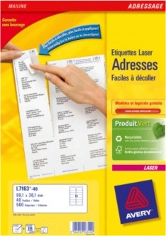 Image of Avery L7163-40 addressing label White