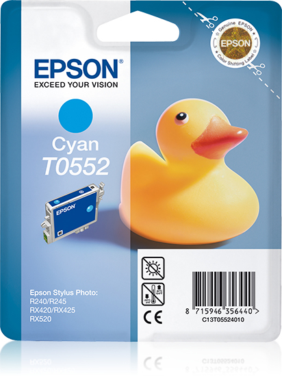 Epson C13T05524010|T0552 Ink cartridge cyan, 290 pages ISO/IEC 24711 8ml for Epson Stylus Photo RX 420