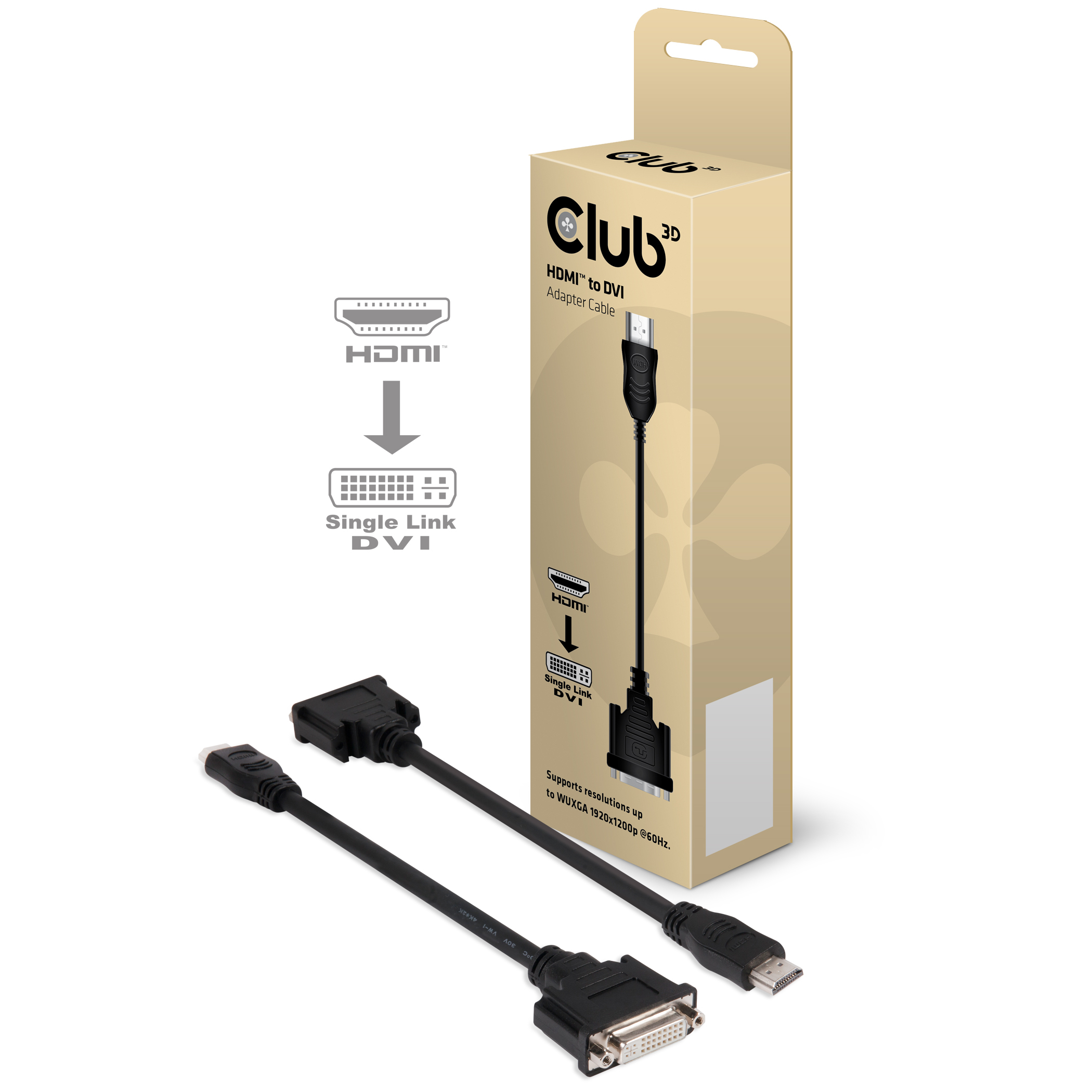 Image of CLUB3D HDMI to DVI Single Link Passive Adapter - HDMI - DVI -...